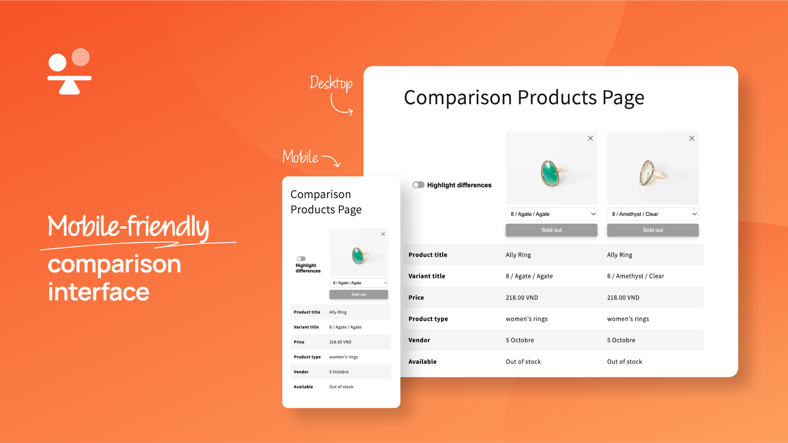 Mobile-friendly comparison interface