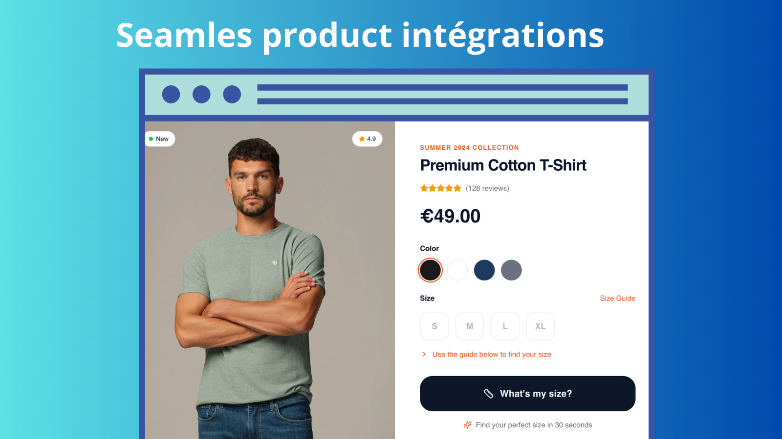 Quiz button on product page asking "What's my size?"