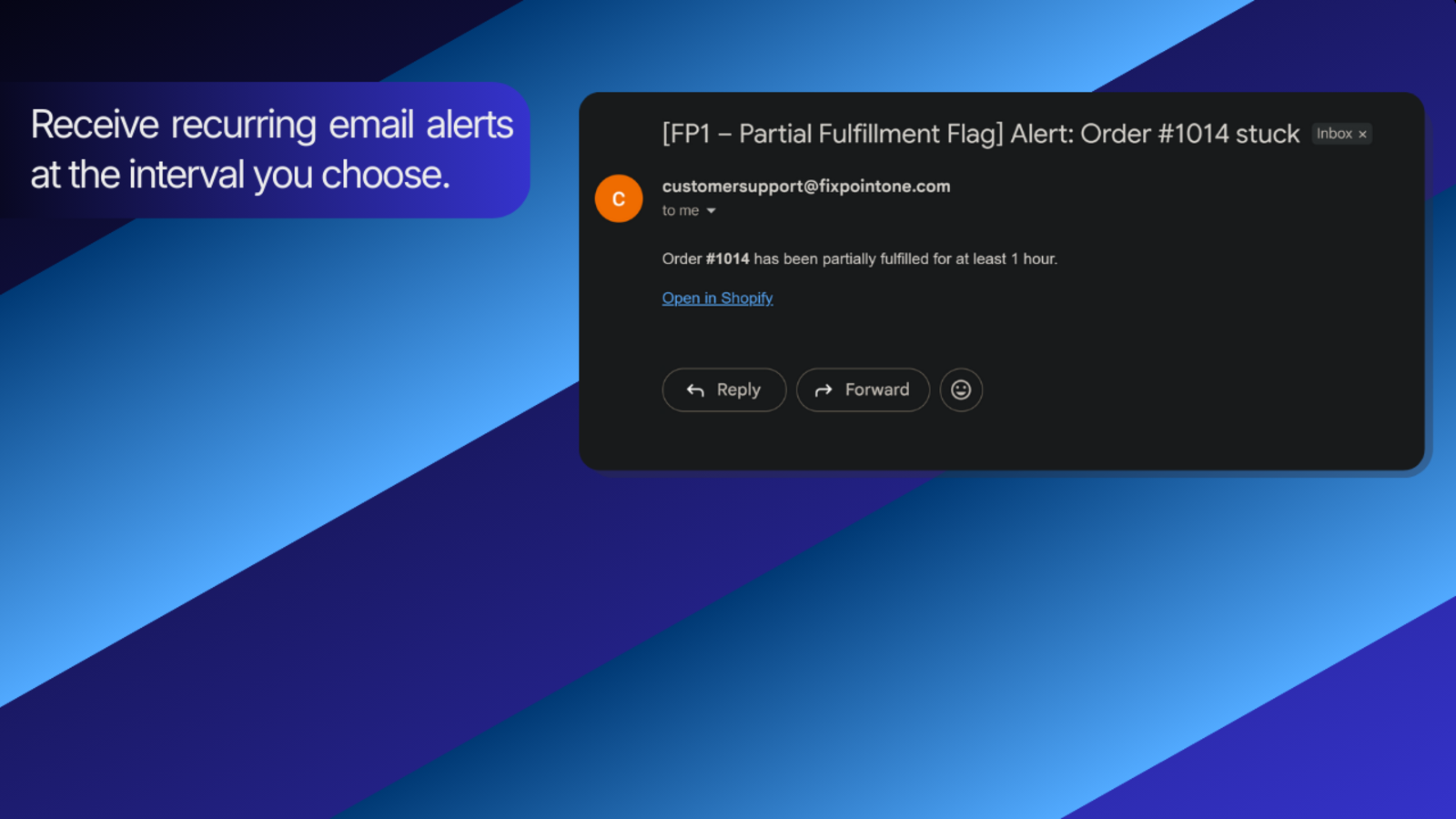 Single alert email for stuck partially fulfilled orders.