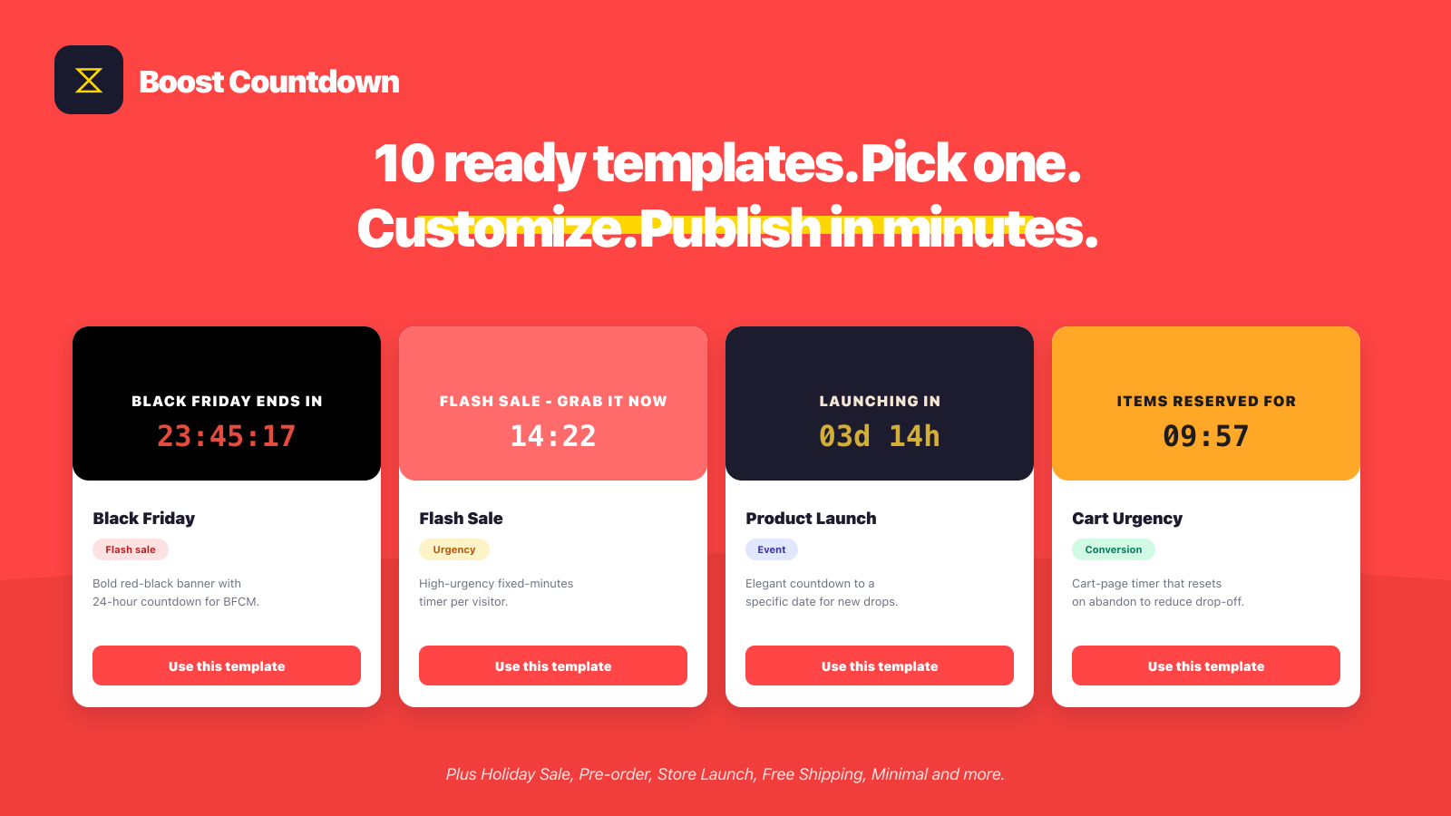 Boost Countdown banner - countdown timers on product pages, cart