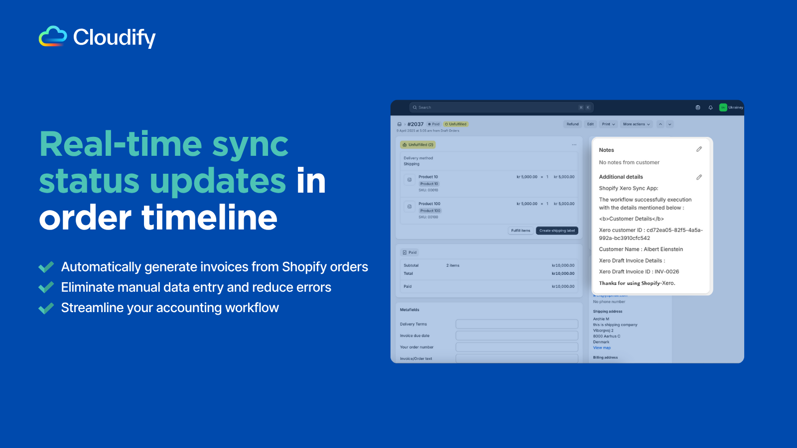 Real-time update in order timeline