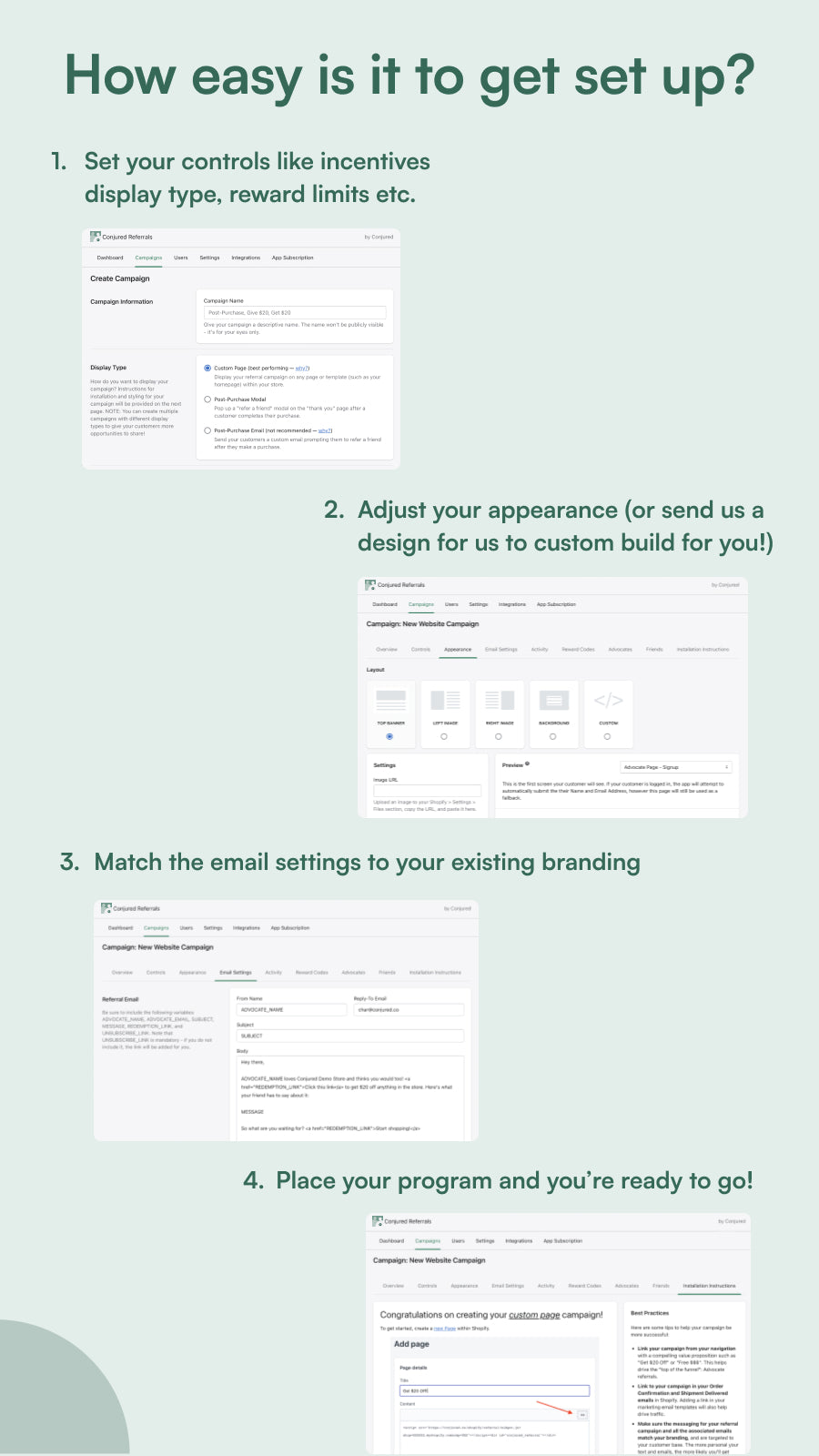 Simple step-by-step process how to set up the referral program