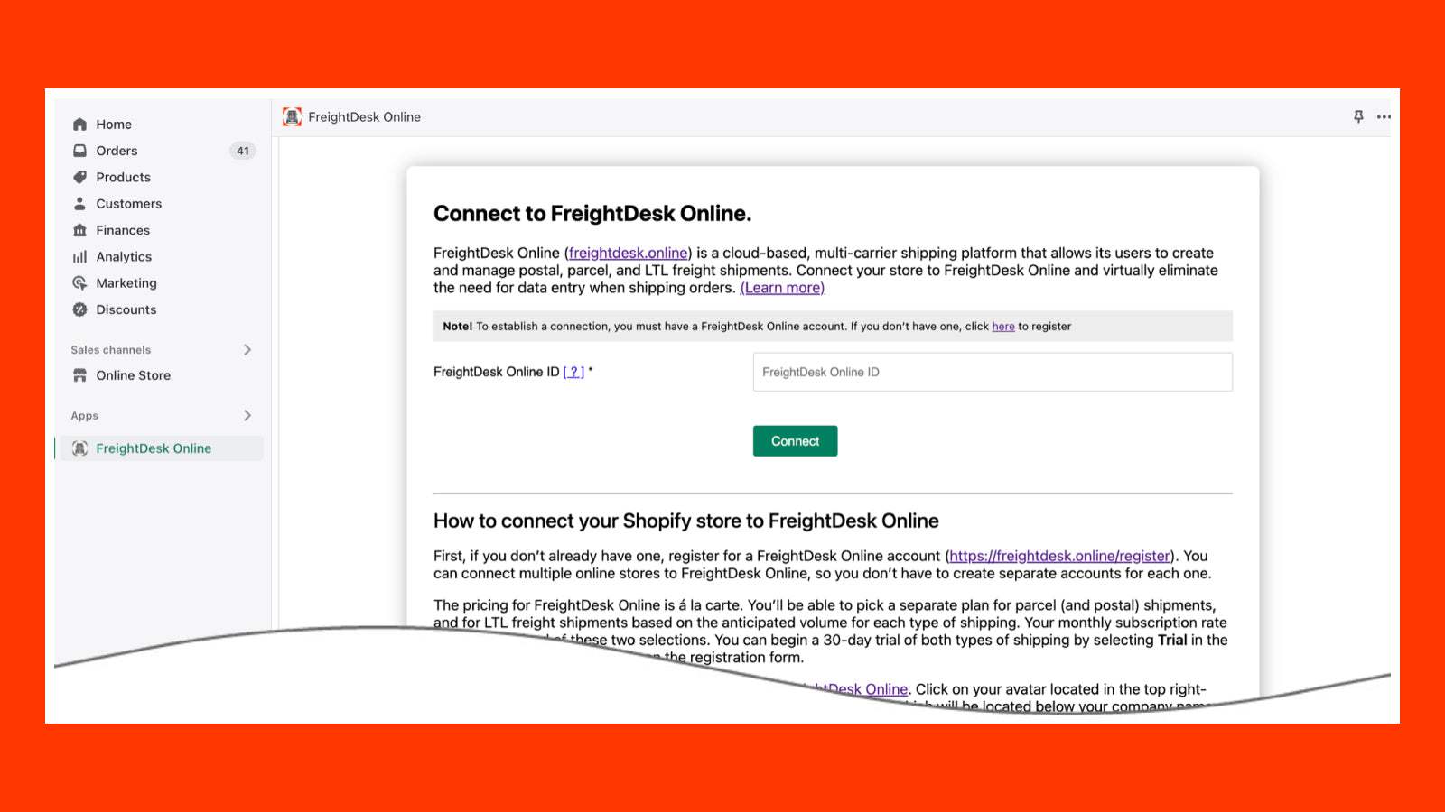 Connect Shopify store to FreightDesk Online