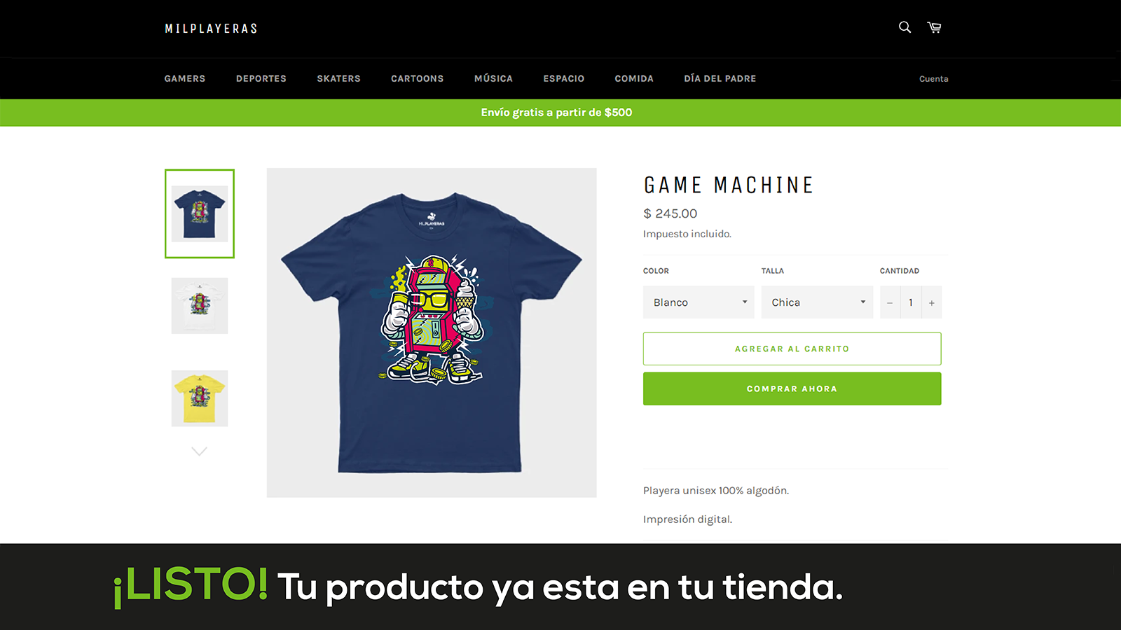 6. ¡Listo! Tu producto ya esta en tu tienda.