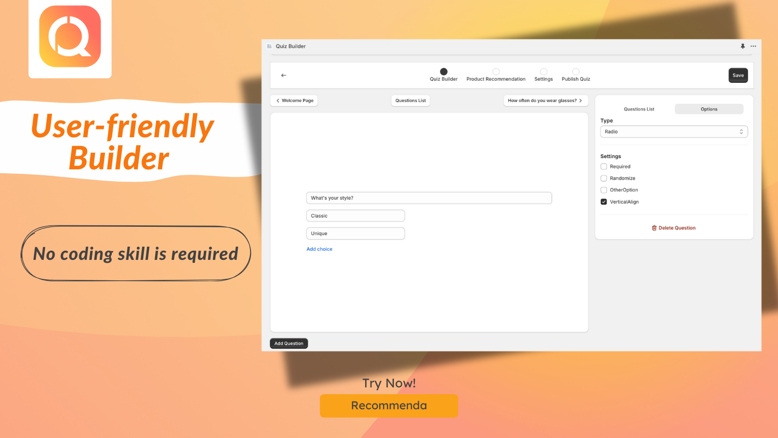 User firendly quiz builder