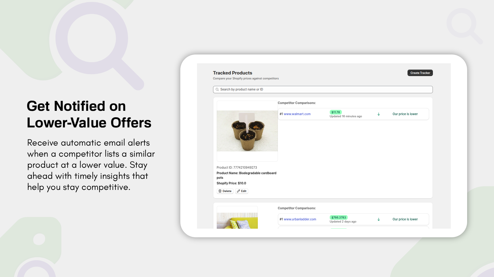 get notified on lower value offers 