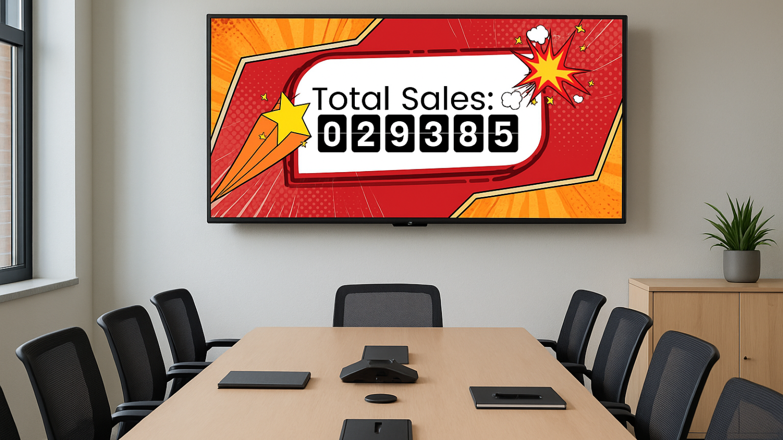 Total Sales Counter In Conference Room