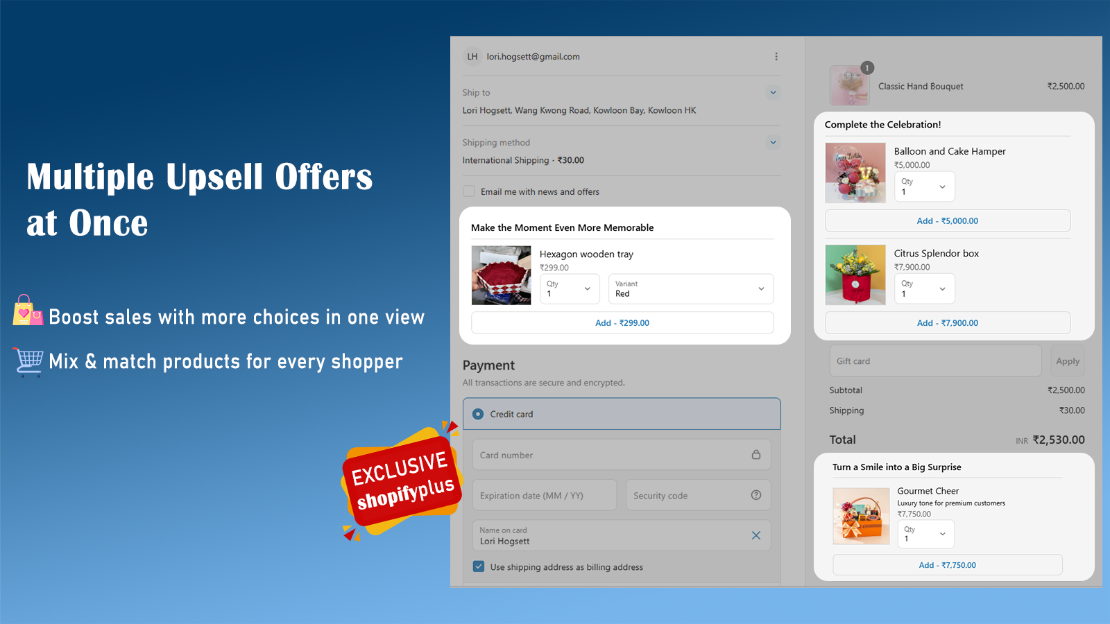 Multiple upsell for checkout page