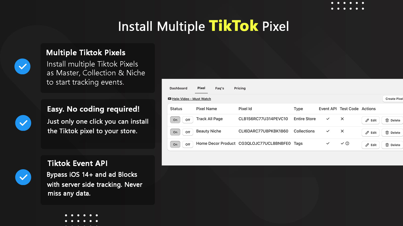 install multi tiktok pixel