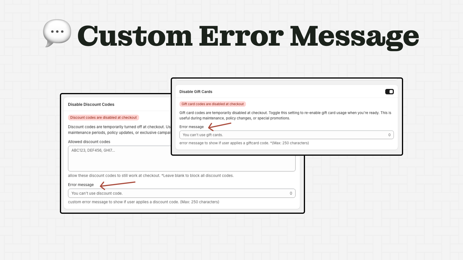 custom error message