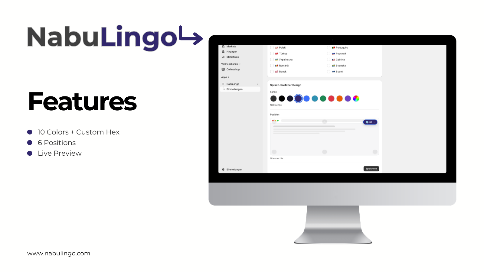 Customizable switcher design and color picker