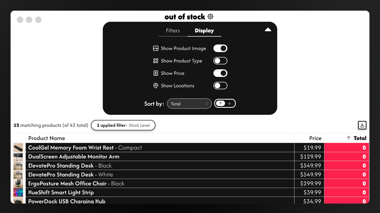 Customize how the table is displayed