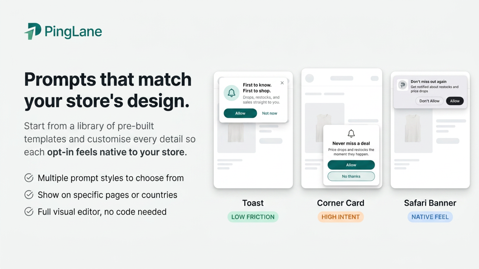 Push notification opt-in prompt on a Shopify store