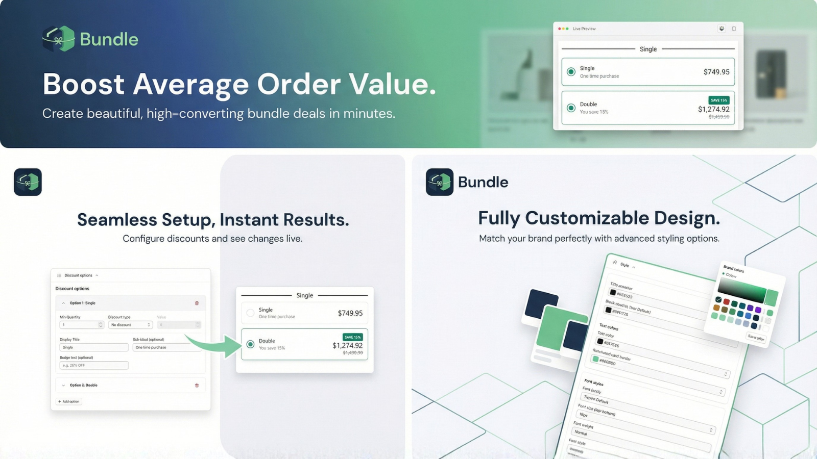 Customize bundle widget design to match your store theme.