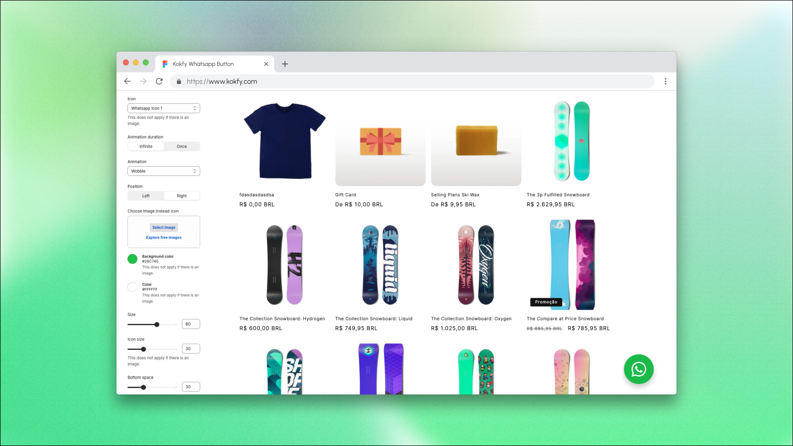 kokfy whatsapp button inside shopify editor