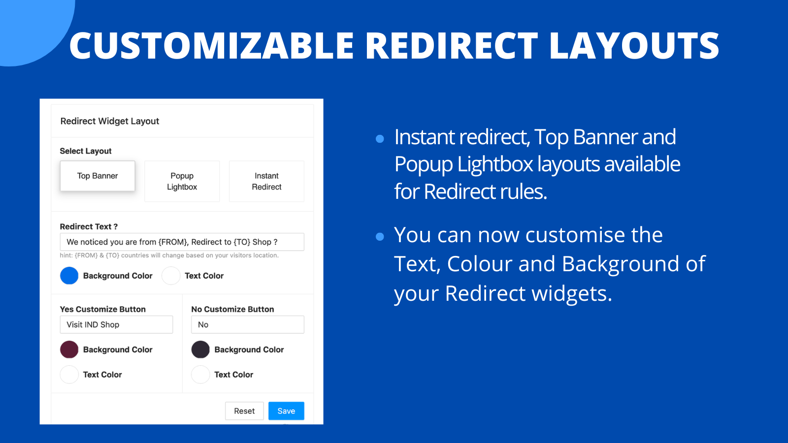 Customisable  Redirect Layout