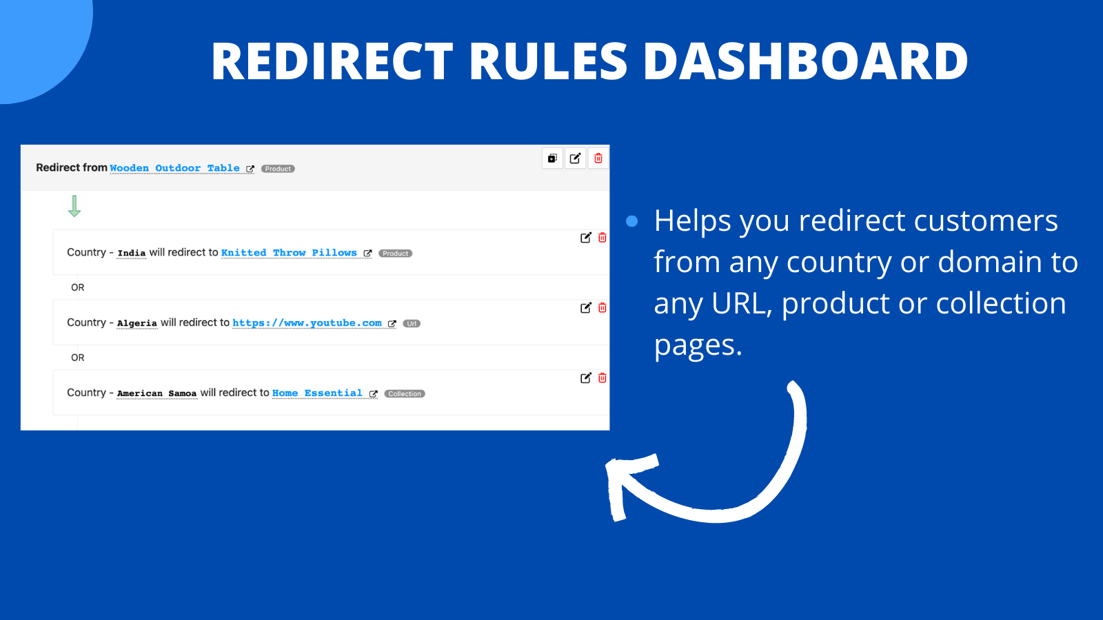 Redirect Rules Dashboard