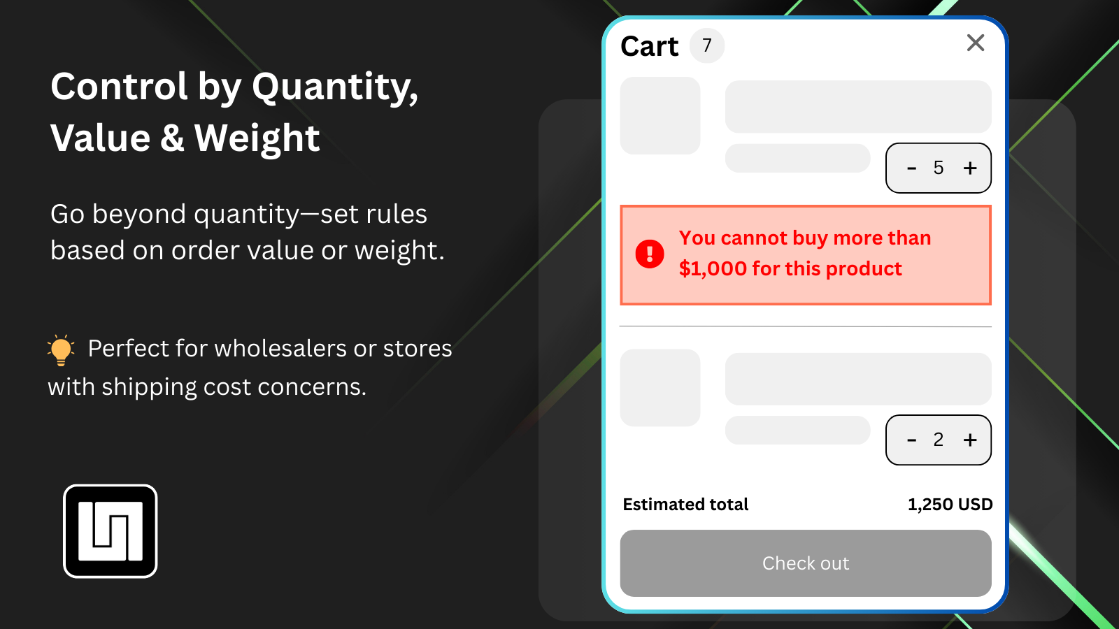 Control by quantity, value, weight