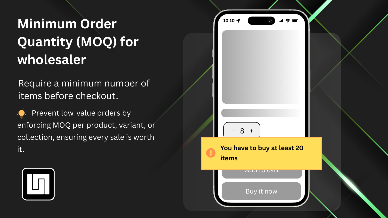 Minimum order quantity (MOQ) for wholesaler