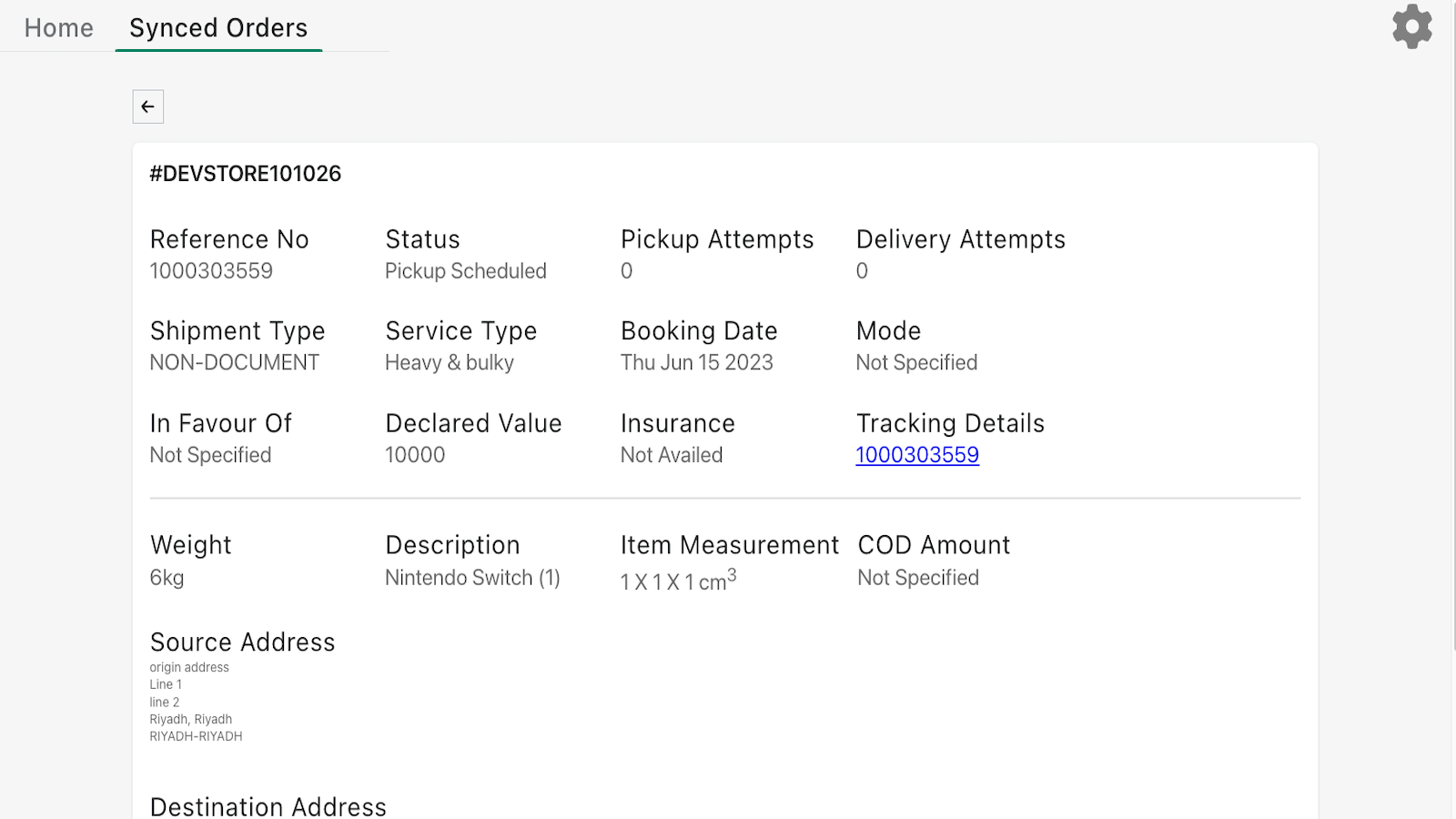 View entire order details and status in the app itself