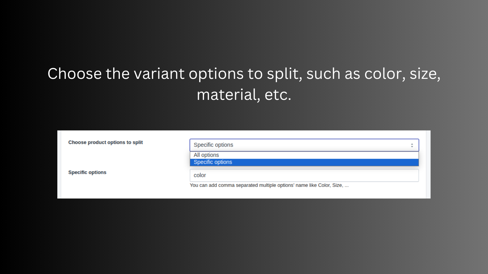 split variants as products