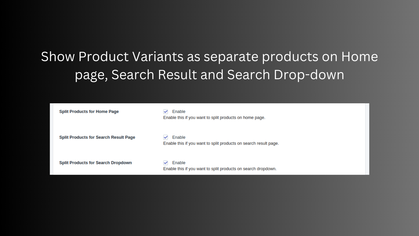 split variants as products