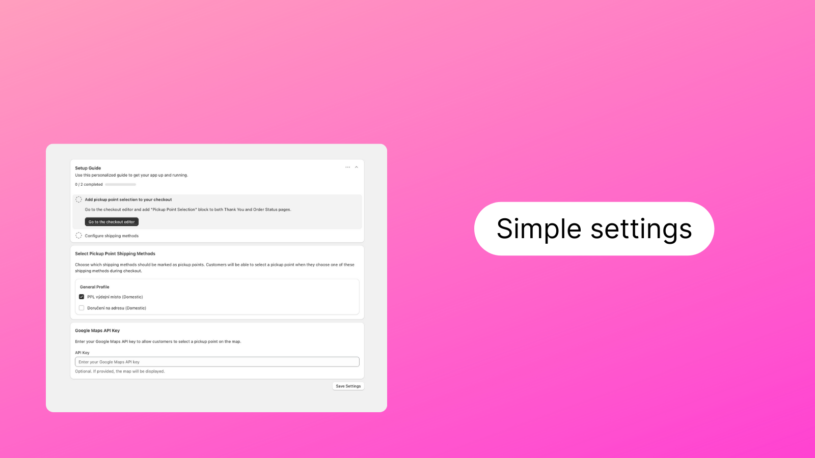 Simple settings