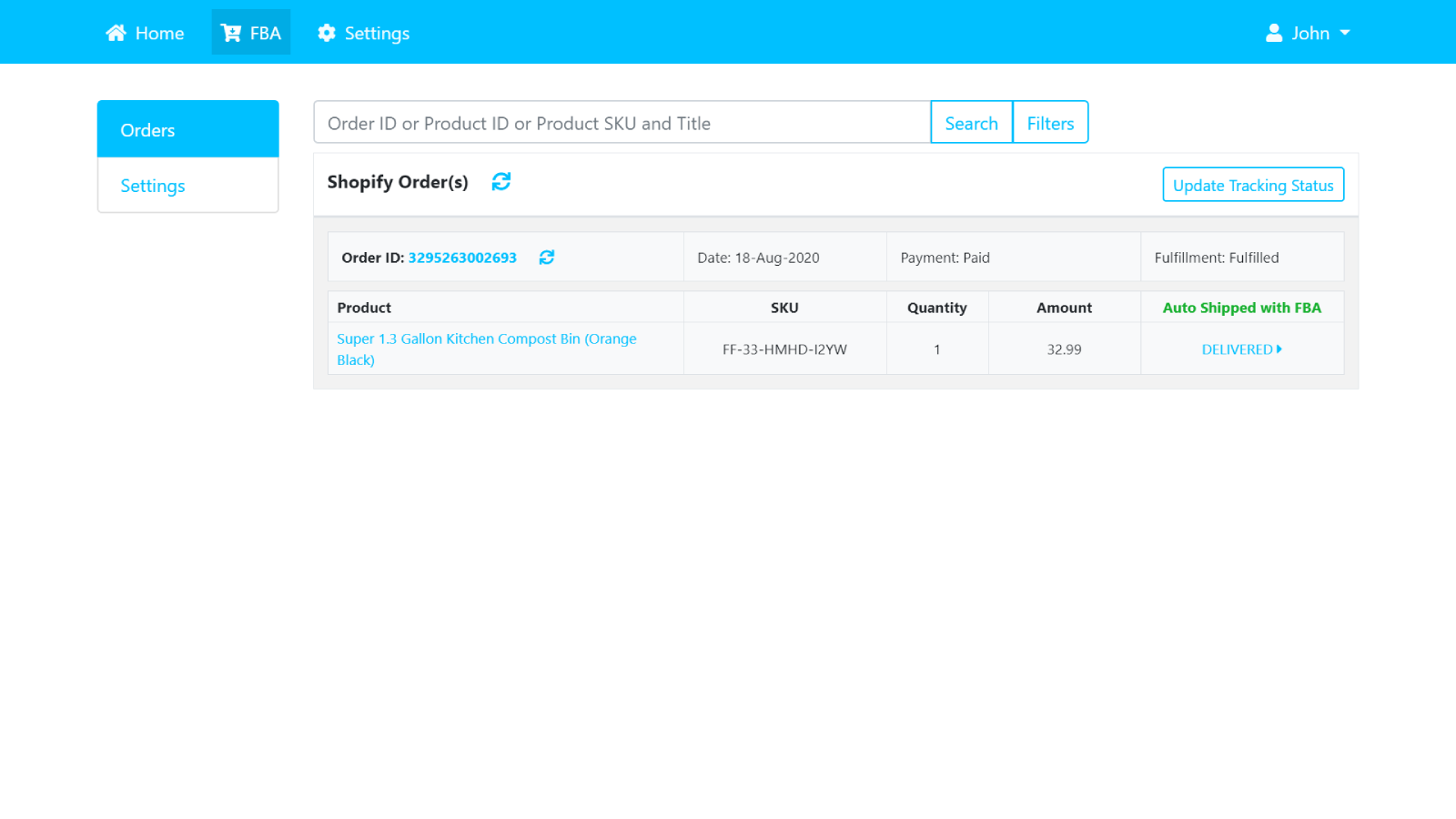 Shopify Orders for FBA