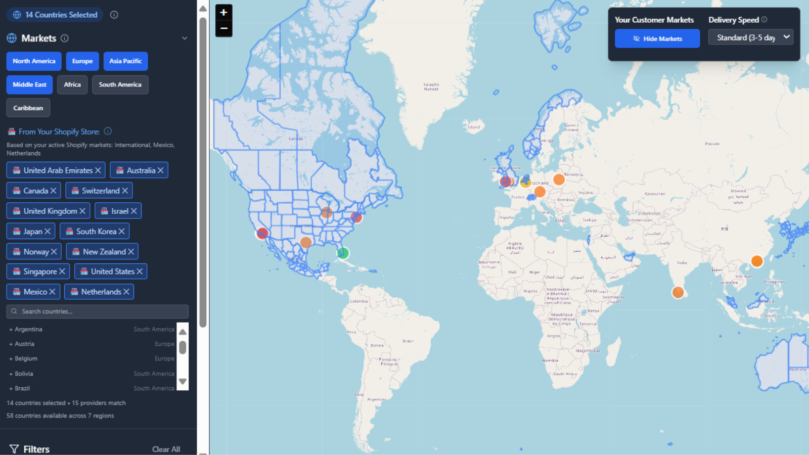 Shopify markets map