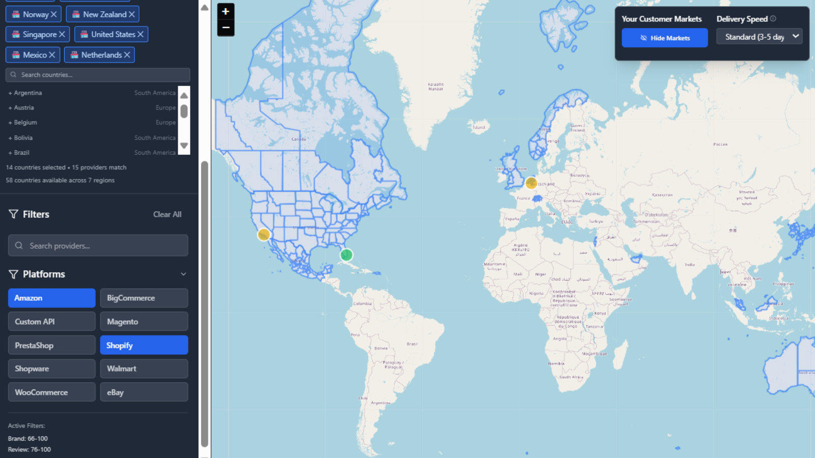 Platform providers selection