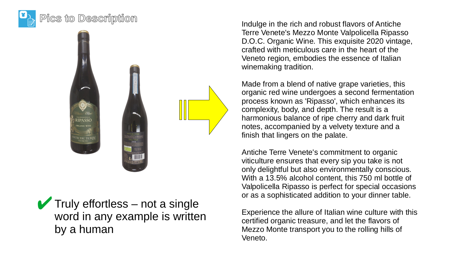 Prouct images and generated content, example 4