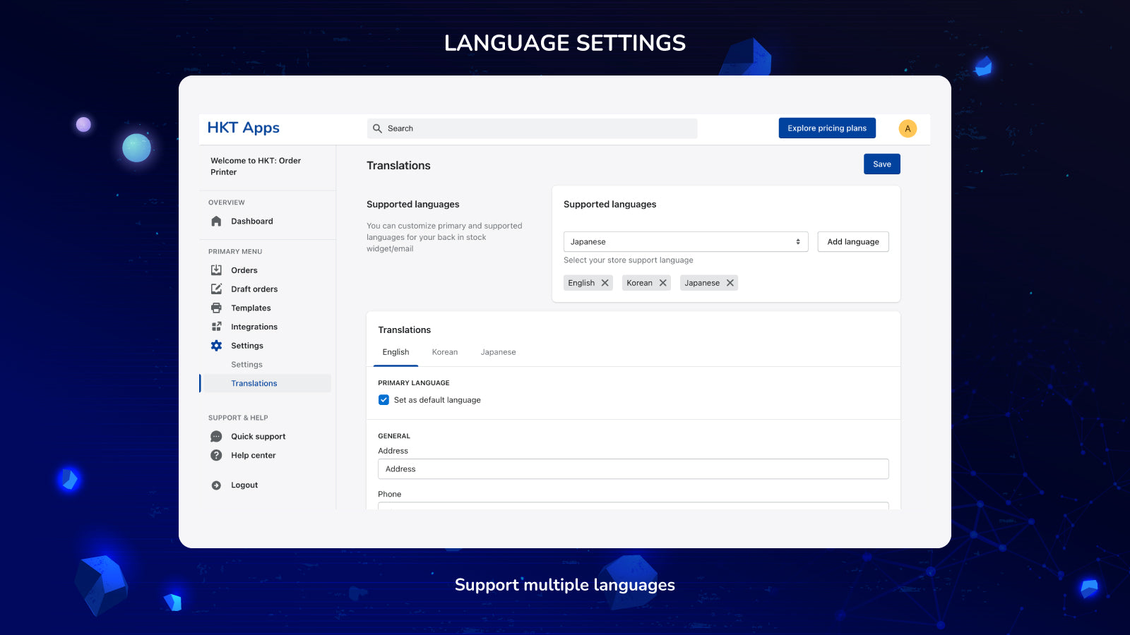 Support multiple languages