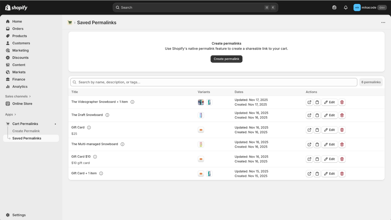 Save URLs for later use so you don't have to recreate them later