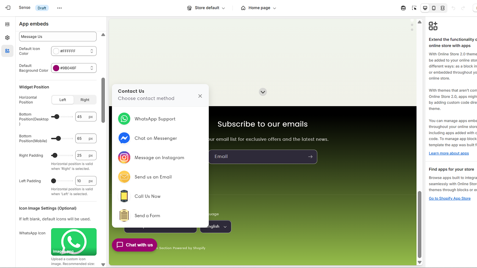 DX Chat Button App Embed