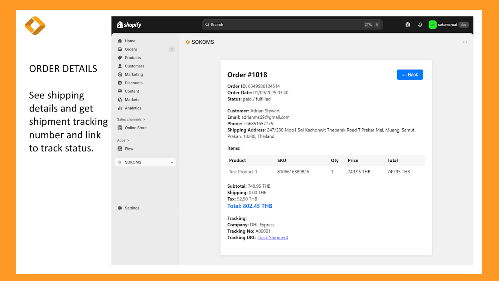 Order status - with updates and shipping status