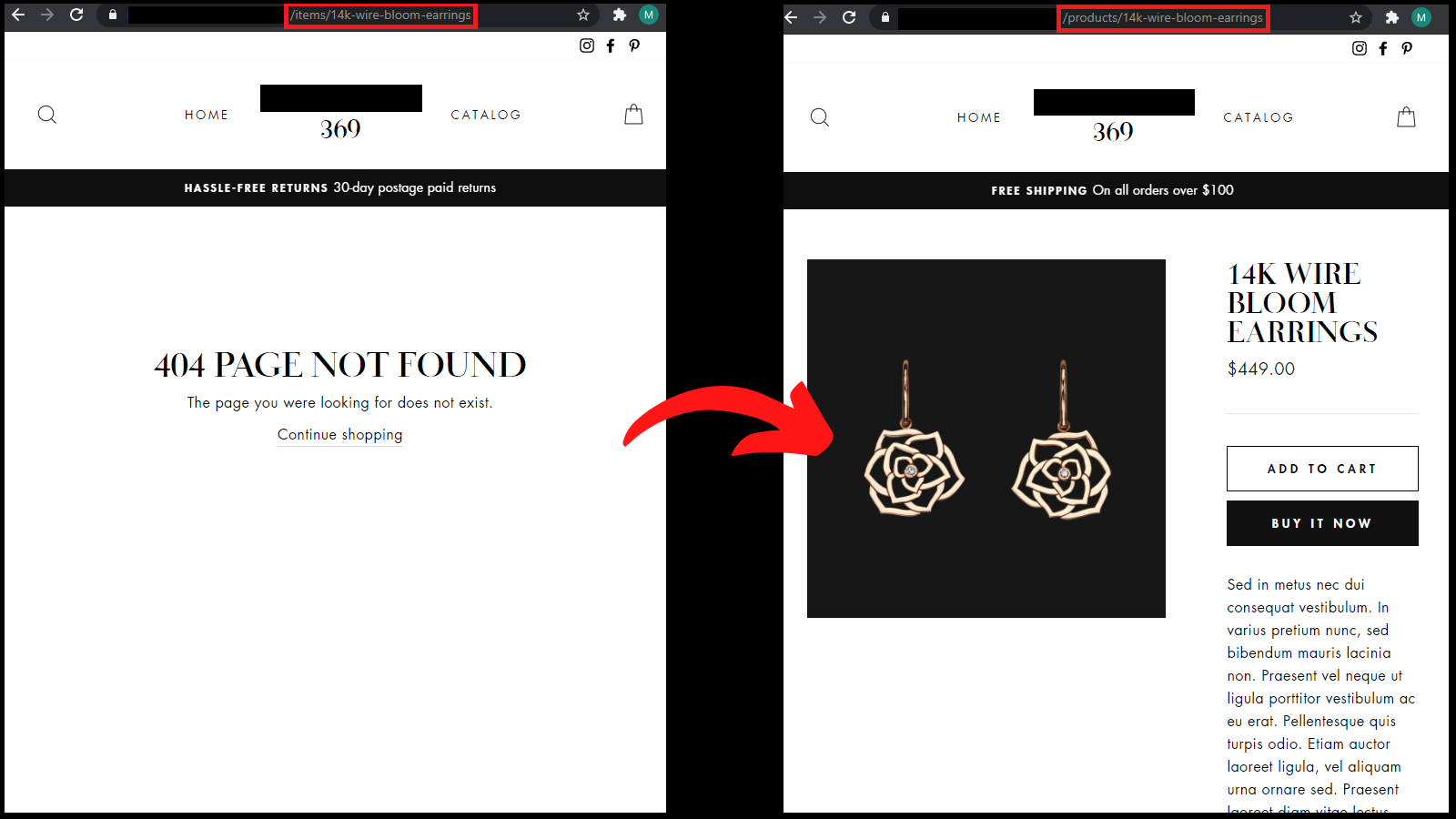 store front redirection