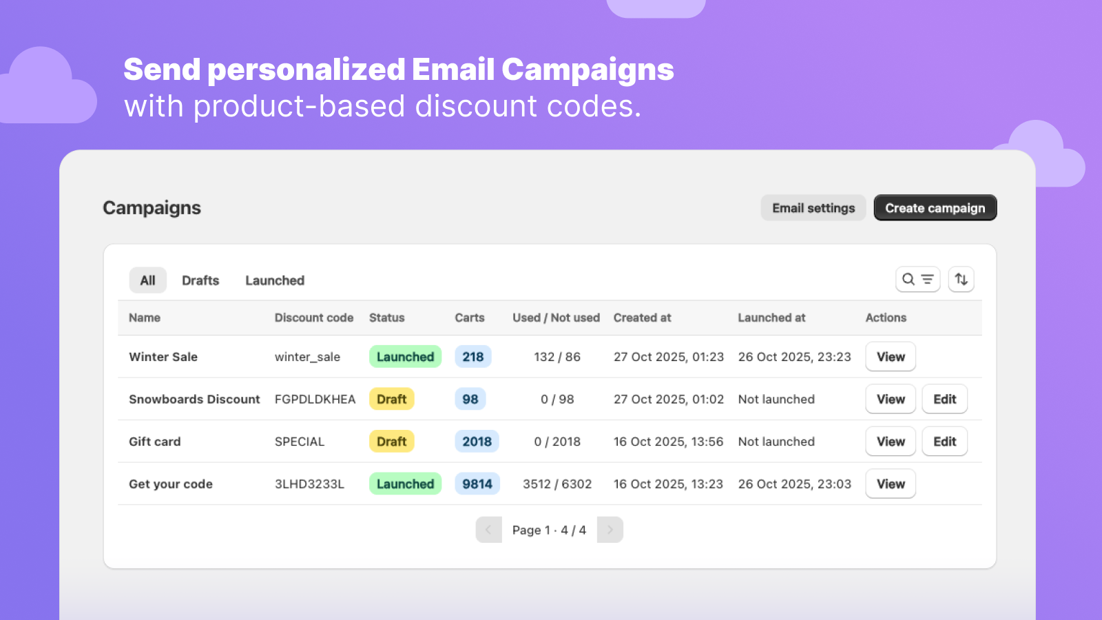 Personalized email campaigns with discount codes