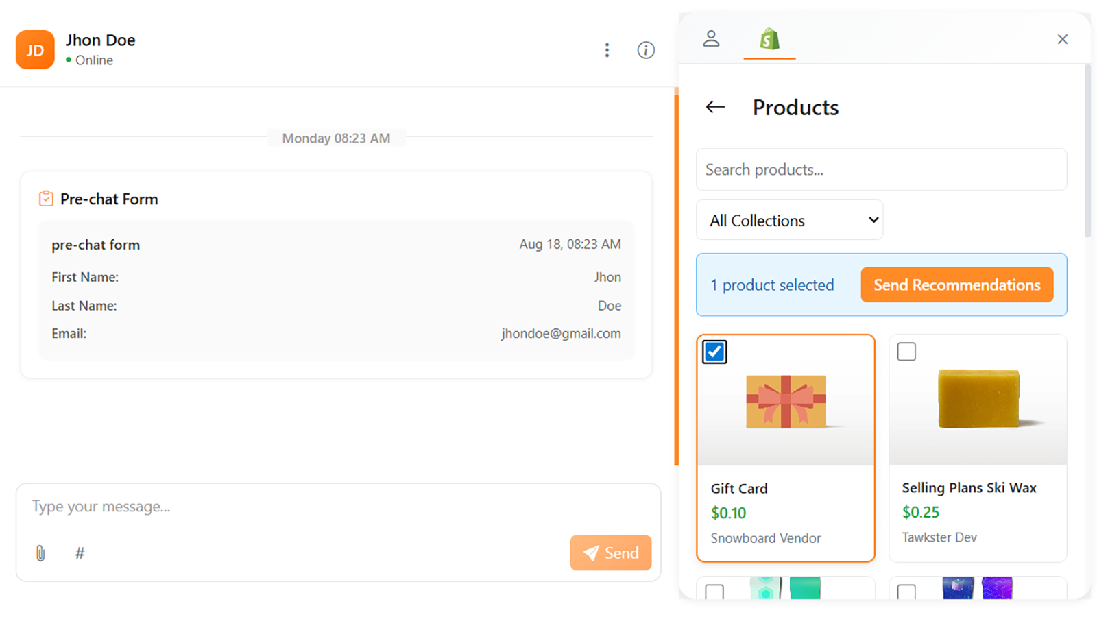 Send Product Recommendations
