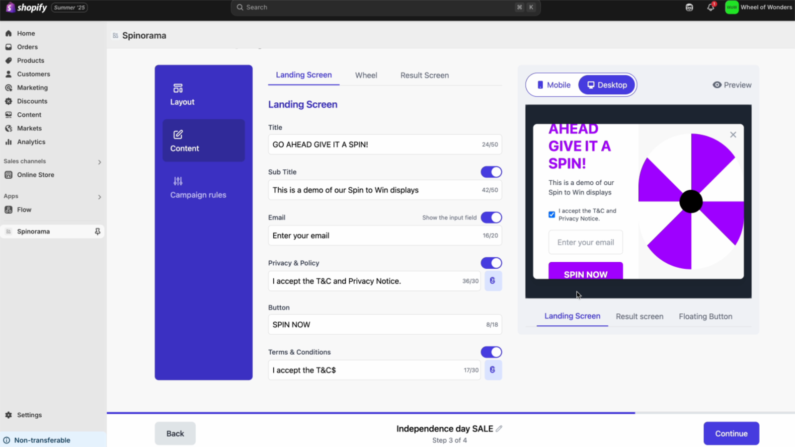 Customise the texts and labels