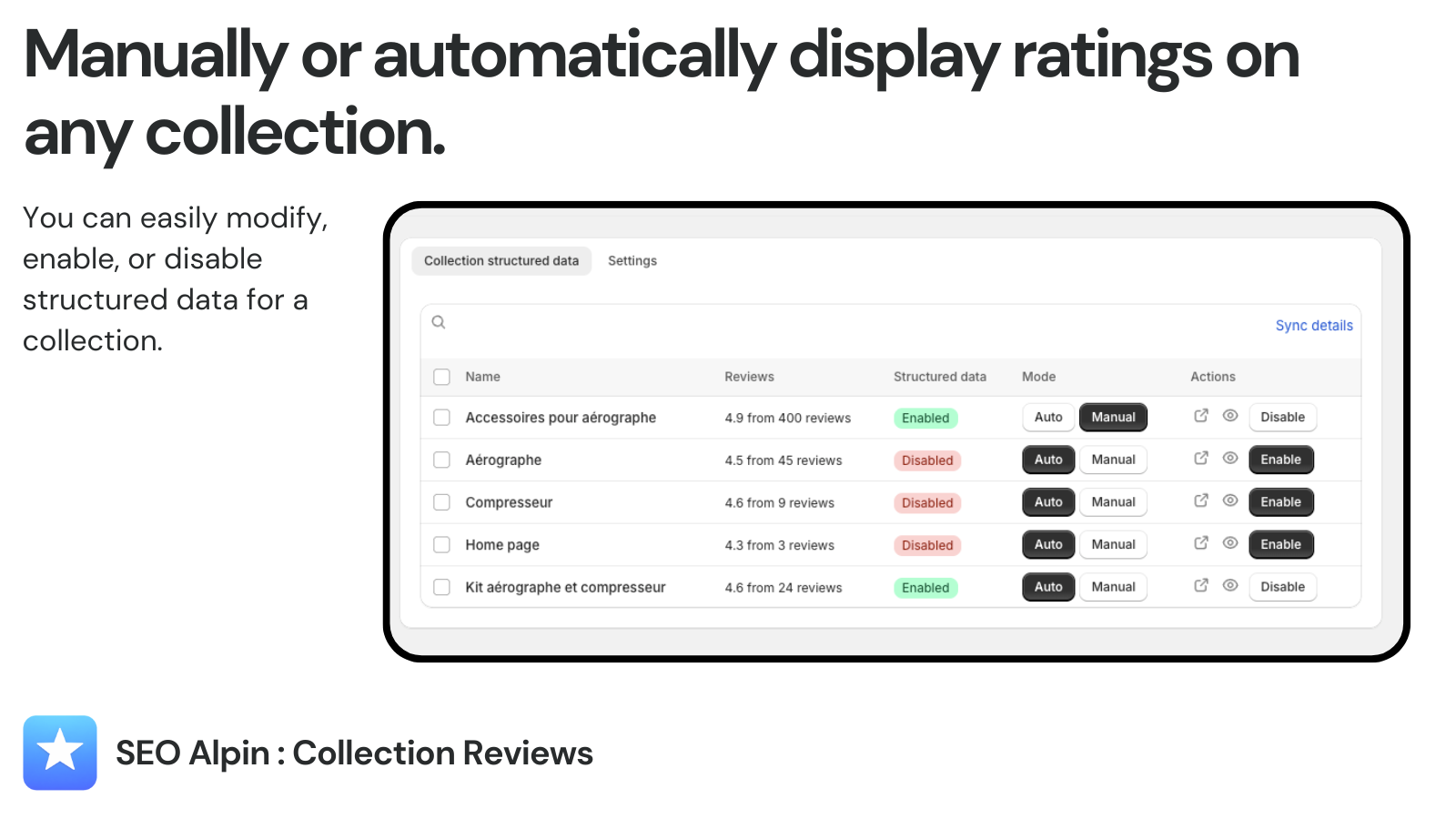 Enable/disable structured data per Shopify collection