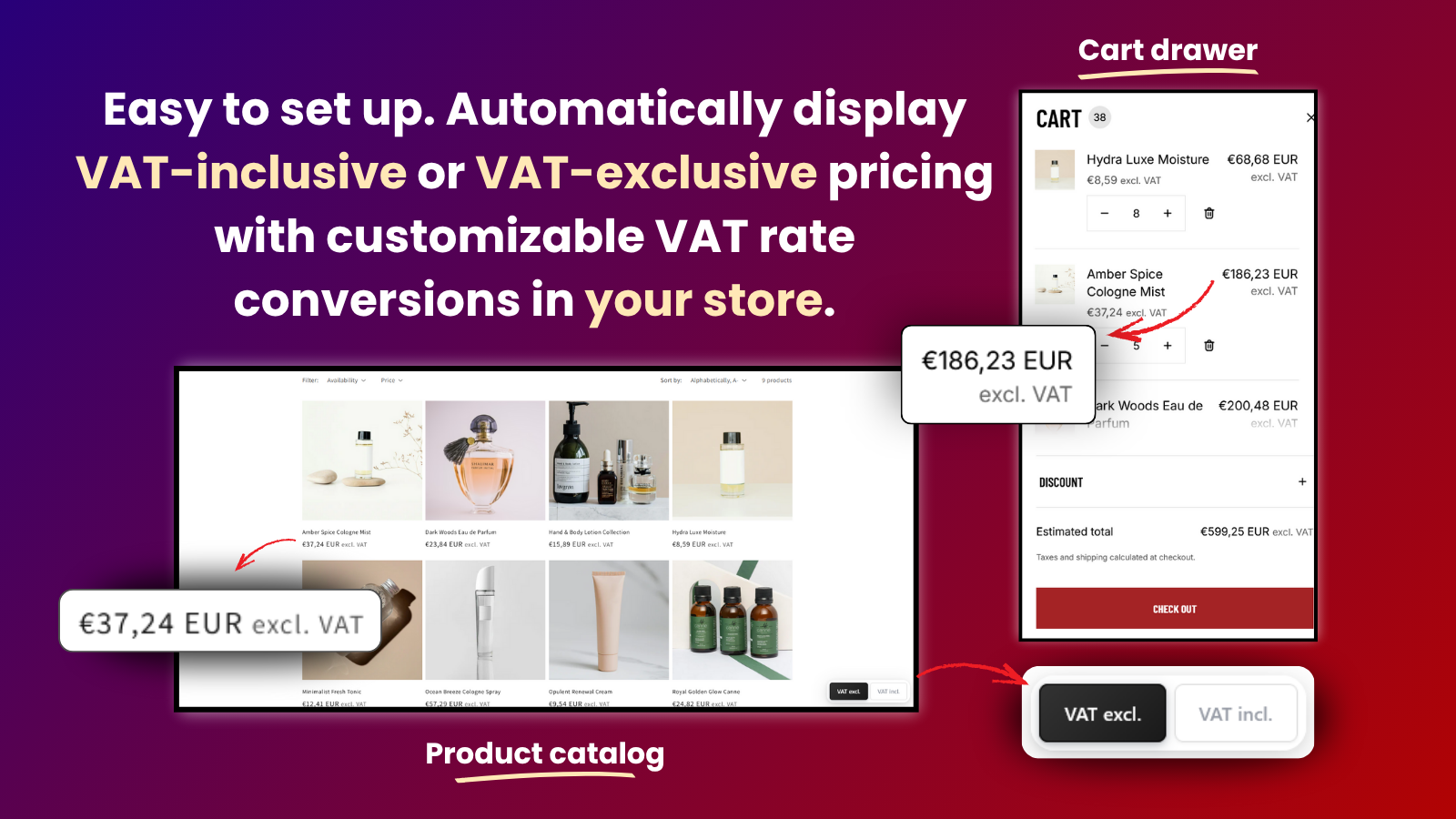 Auto display VAT-inclusive or VAT-exclusive pricing