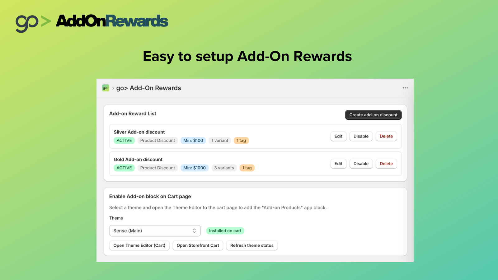 setup add-on discount