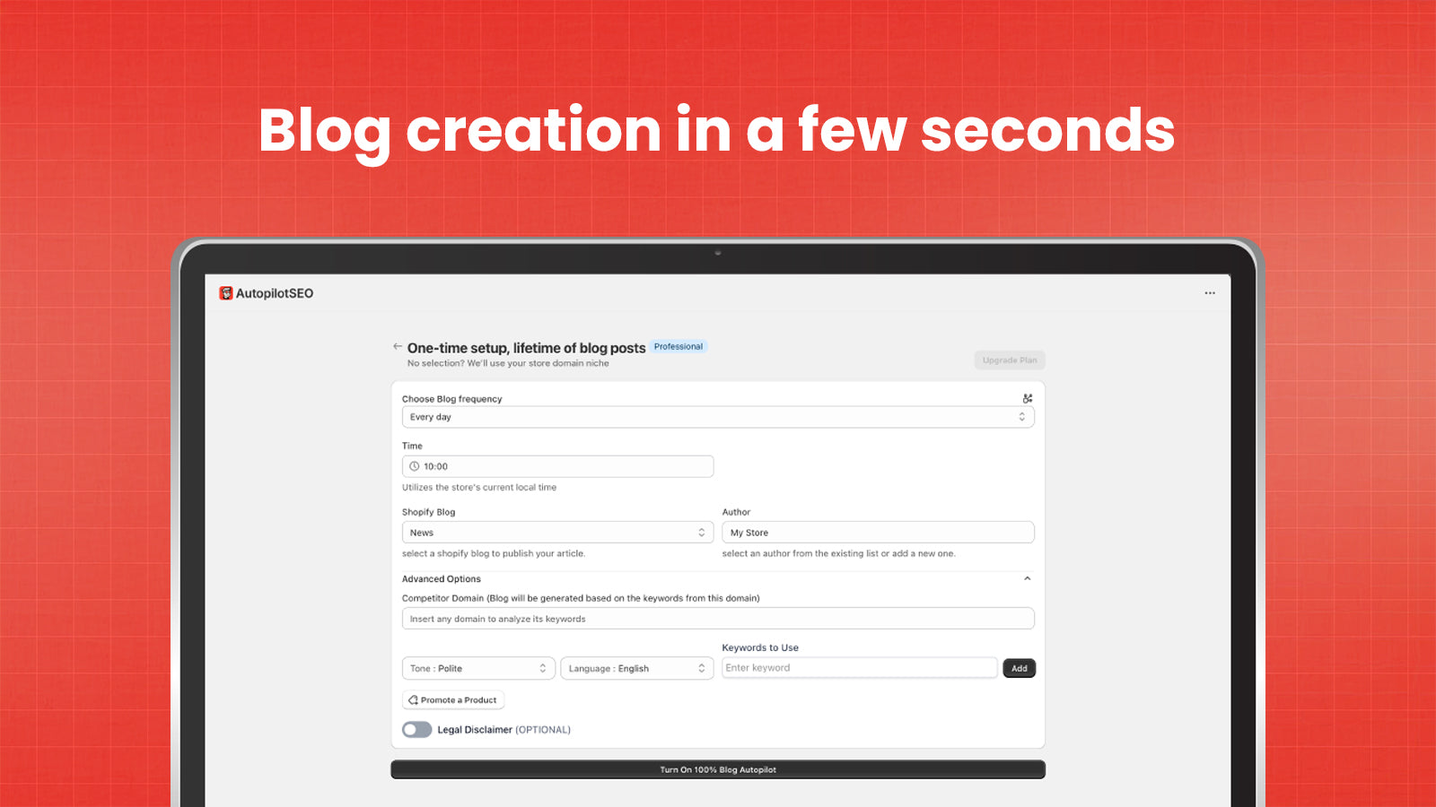 Automated blog creation from competitor keywords, easy setup
