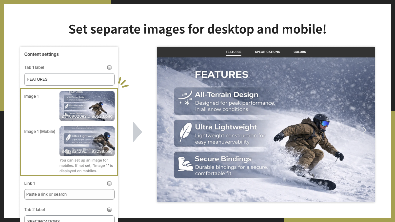 Set separate images for desktop and mobile!