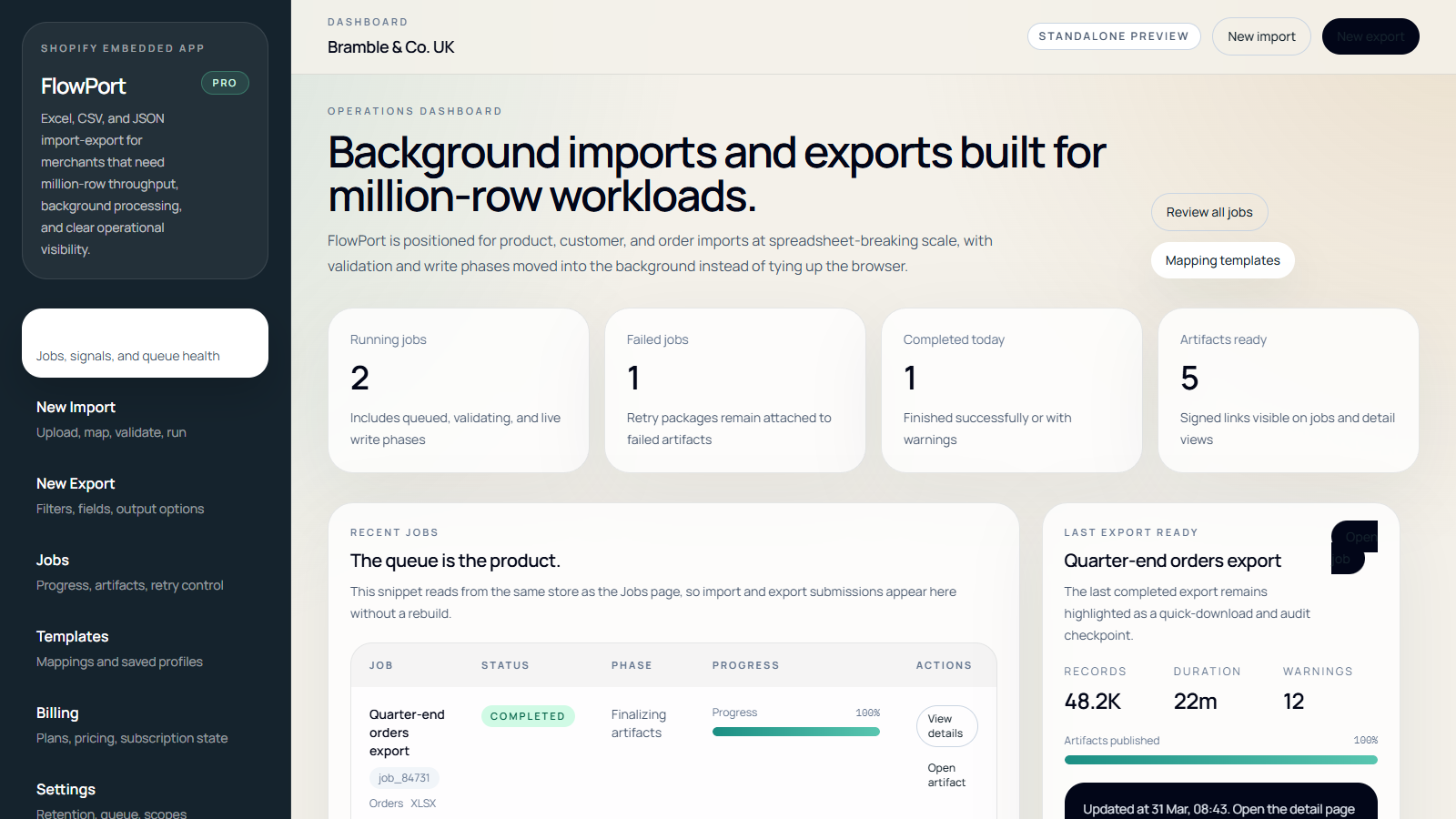 Import setup with file mapping