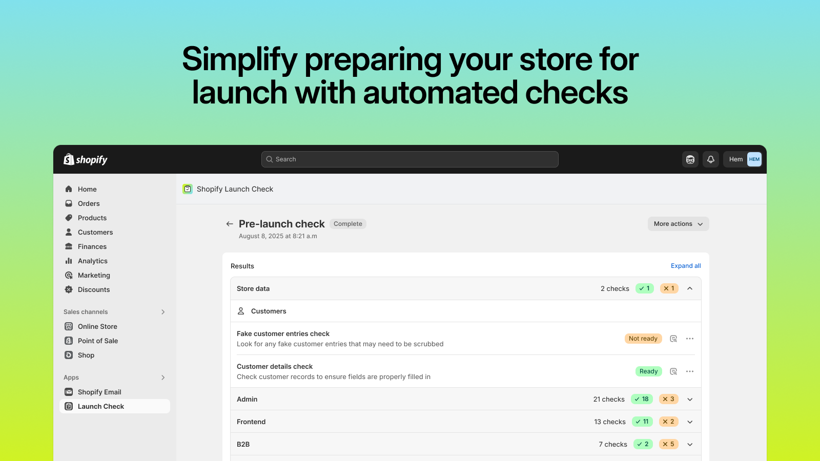 Shopify Launch Check - Launch with confidence!