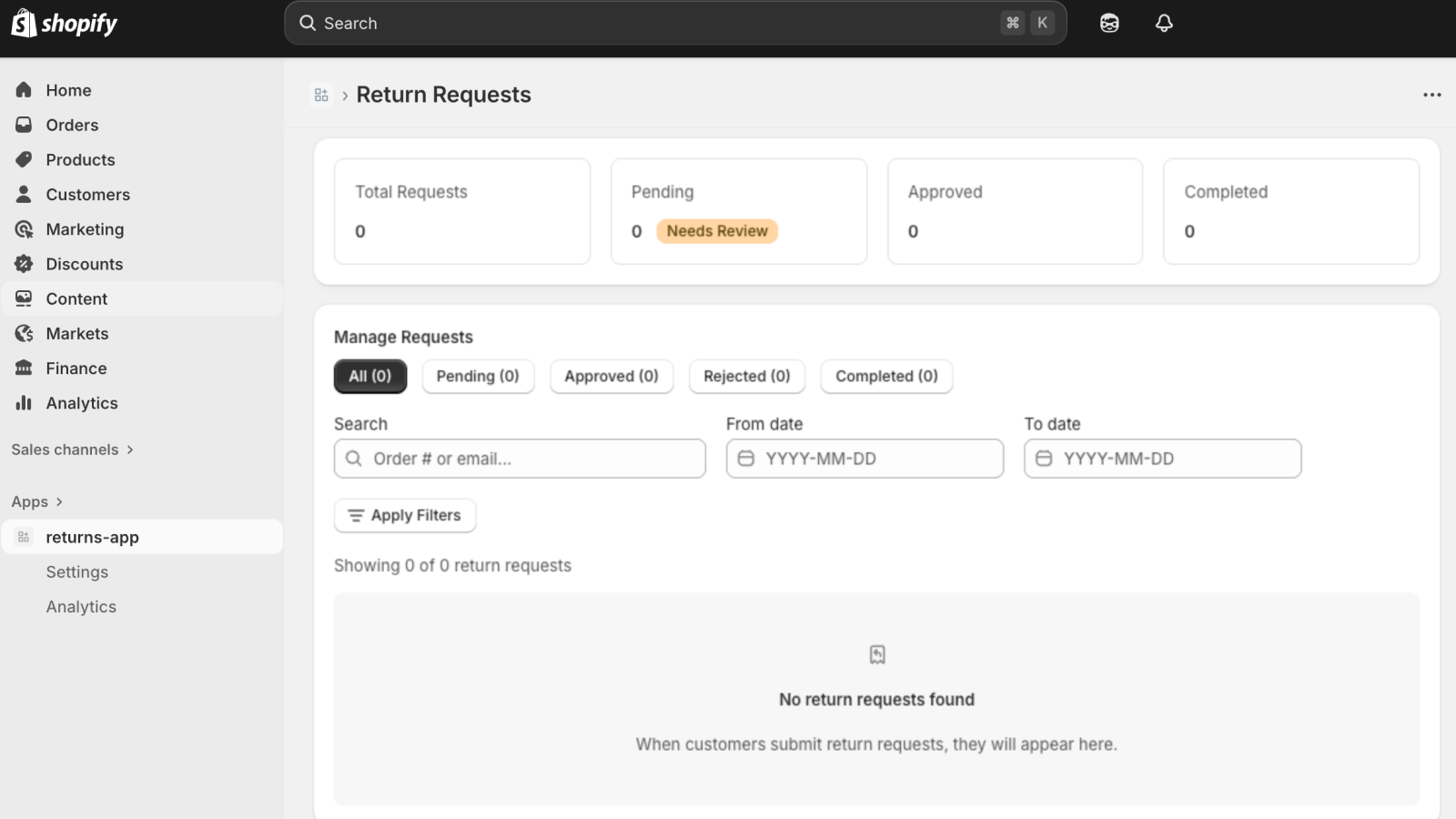 Manage Return Requests