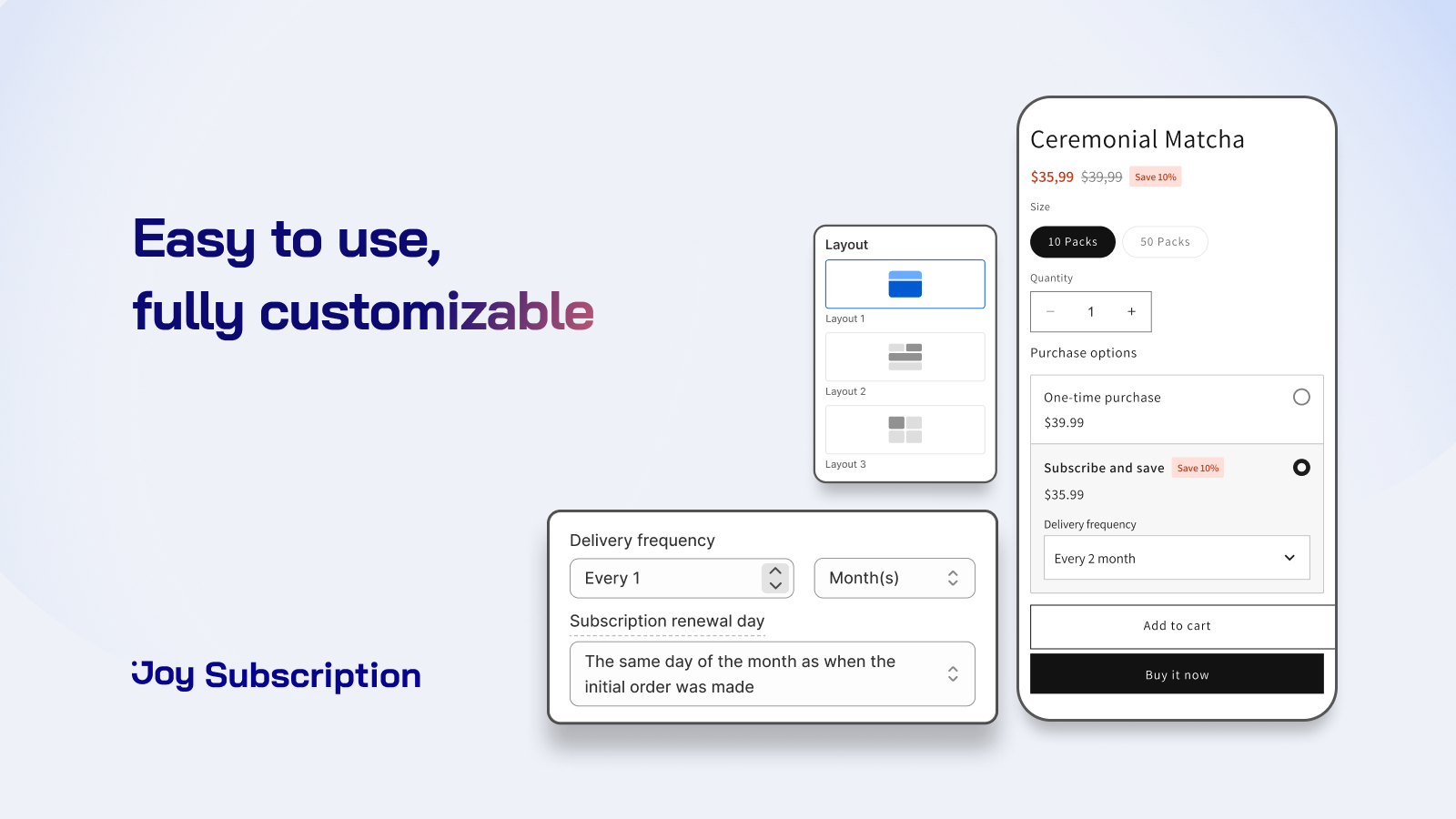 Easy to use subscription settings
