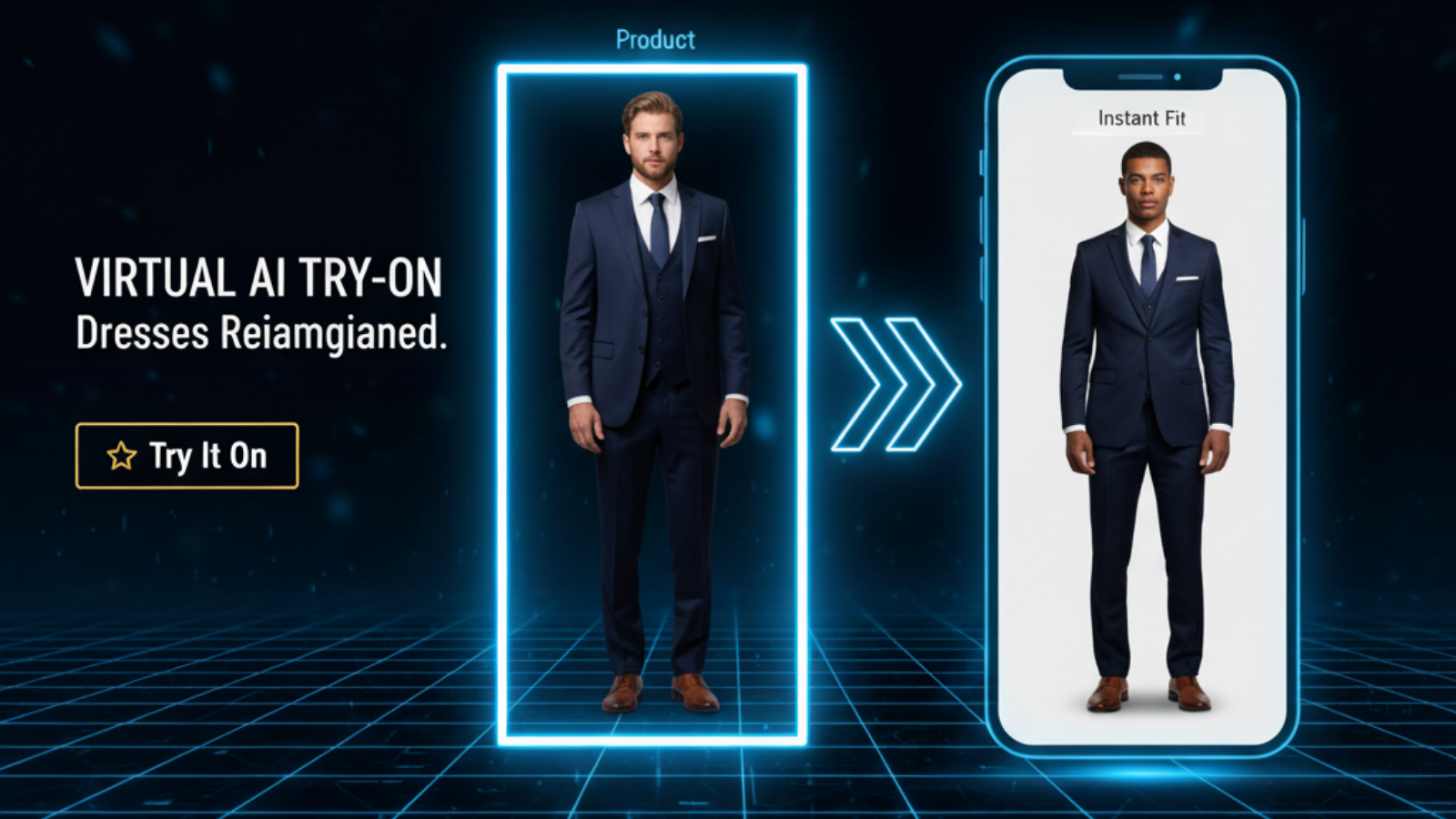 Virtual AI try-on preview showing a white women’s swimsuit on a