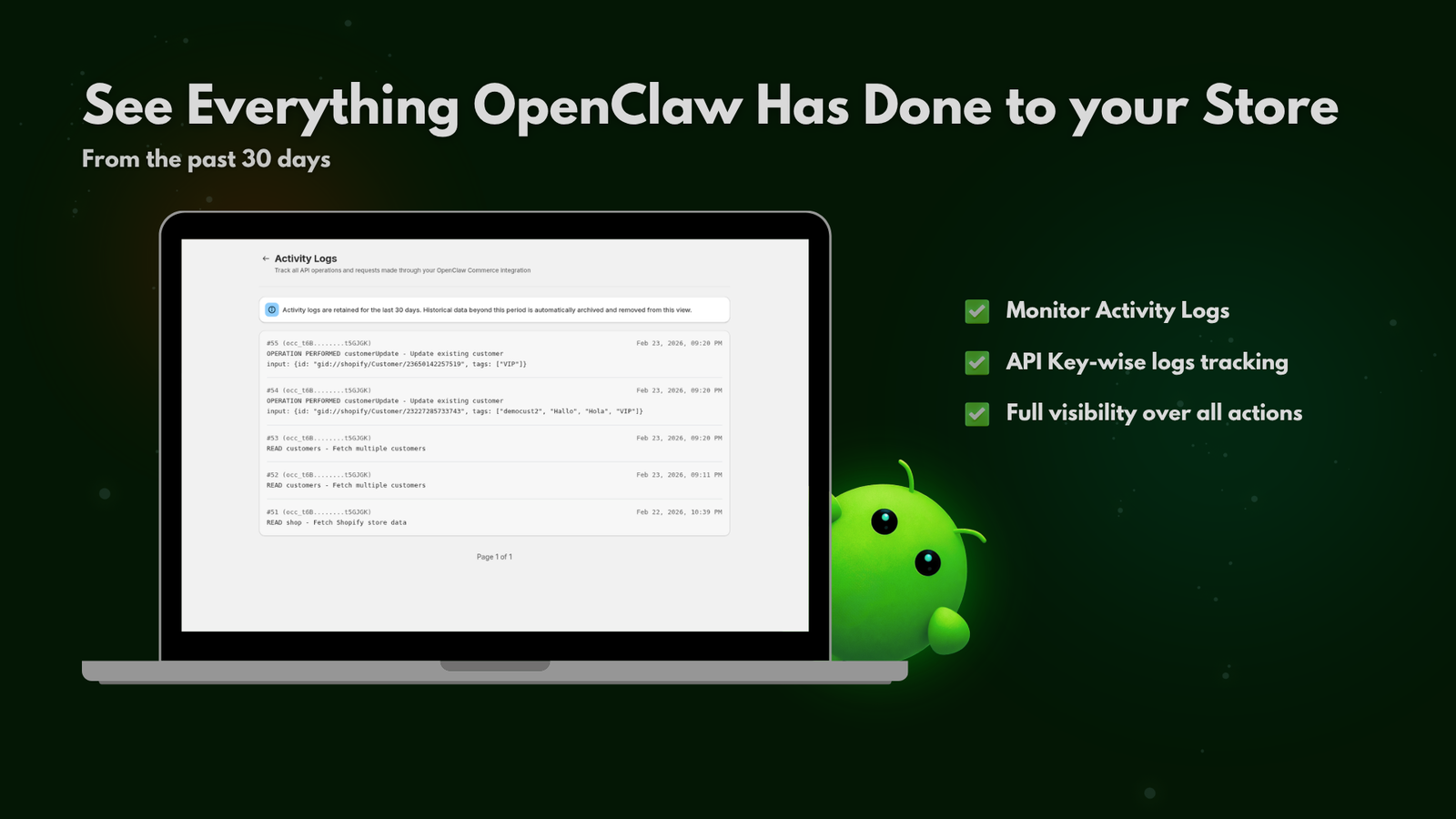Openclaw bot 30-Days activity logs